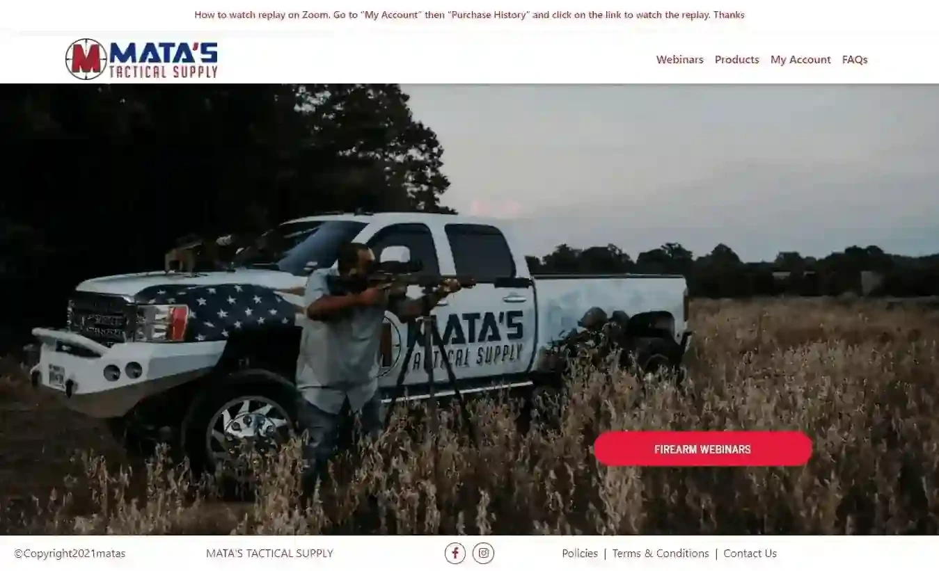 Mata’s Tactical Supply website designed by Firearm Websites