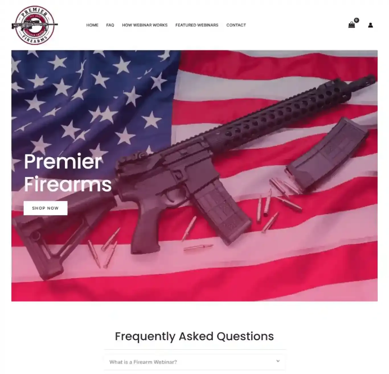 Premier Firearms webinar raffle website designed by Firearm Websites